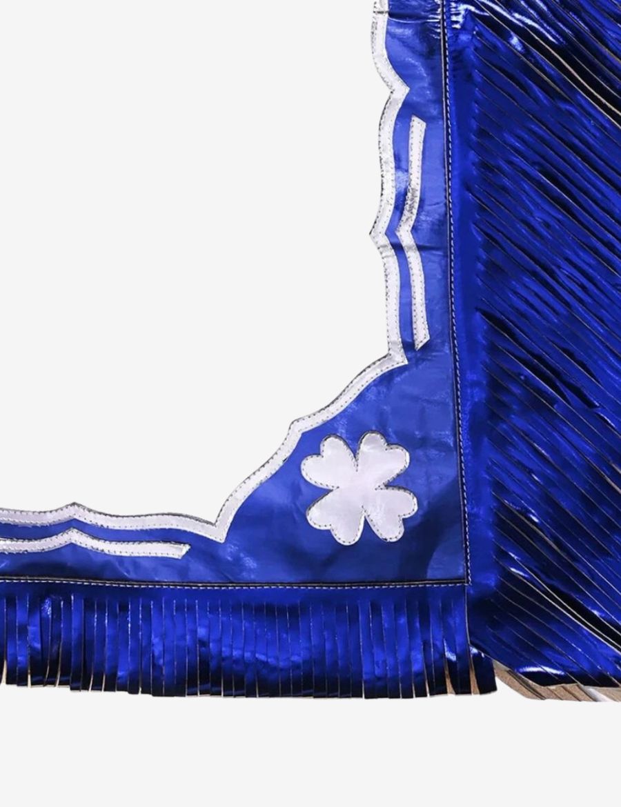 White Rodeo Chaps with Metallic Fringe