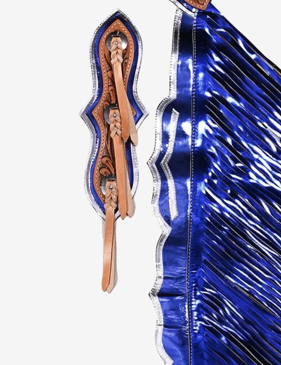White Rodeo Chaps with Metallic Fringe