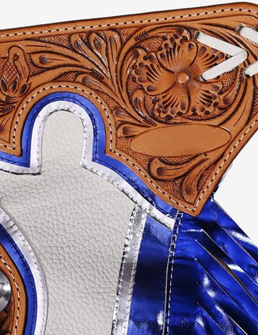 White Rodeo Chaps with Metallic Fringe