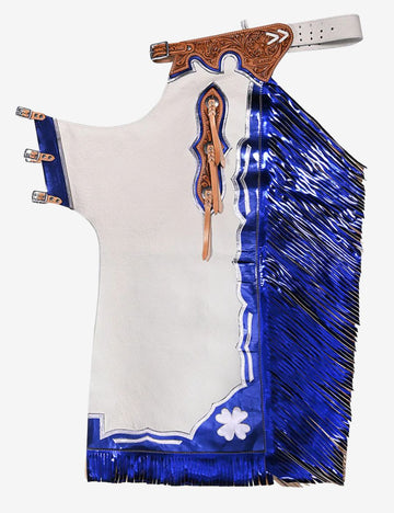 White Rodeo Chaps with Metallic Fringe